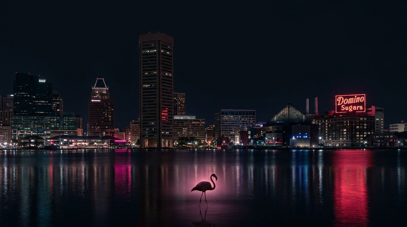 Baltimore waterfront skyline and harbor reflections